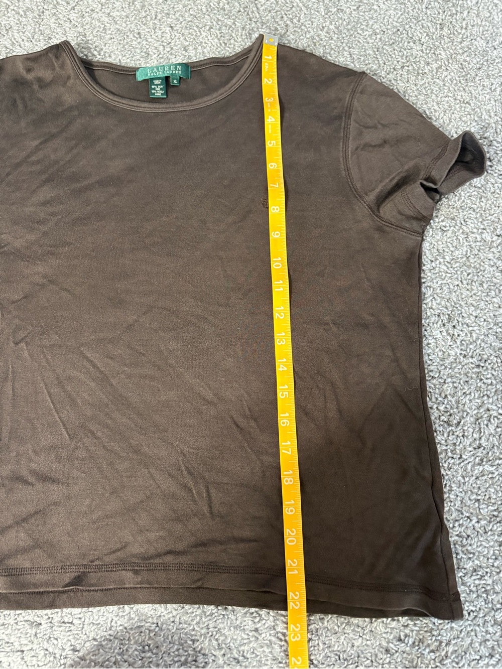 Lauren Ralph Lauren Brown Short-Sleeve wool/silk blend basic classic tee - Picture 6 of 6